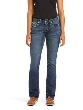 Ariat Real Jeans Women 25s Mid Rise Straight Leg Stretch Zip Fly Light Wash